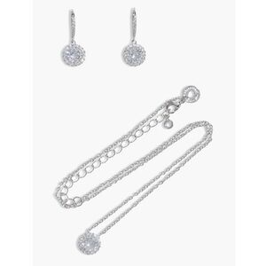 CZ BY KENNETH JAY LANE
Silver-tone crystal necklace and earrings set